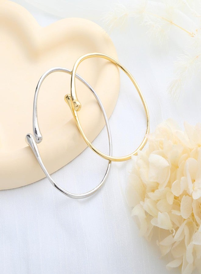 Xyulaan Gold Cuff Bracelets for Women, Silver Arm Cuff Jewelry for Women Upper Arm Bracelet Band, Minimalist Tarnish Free Gold Bracelets for Women Small Wrist Gold Upper Armband Greek Goddess Accessories - Image 2